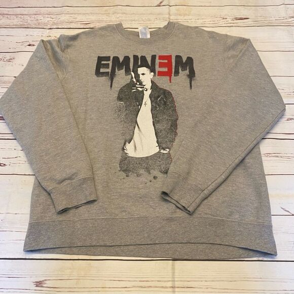 Men's Gray Crewneck Eminem Graphic Sweatshirt - Picture 1 of 9